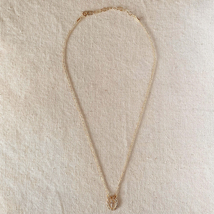 Embellished Cross Medallion Necklace (16-18") - 18K Gold Filled