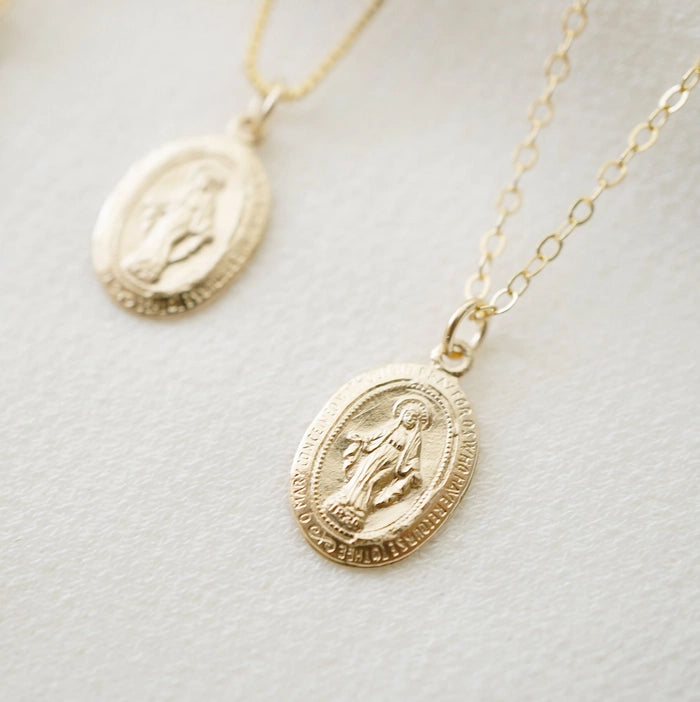 Mini Miraculous Medal Necklace - 14K Gold Filled
