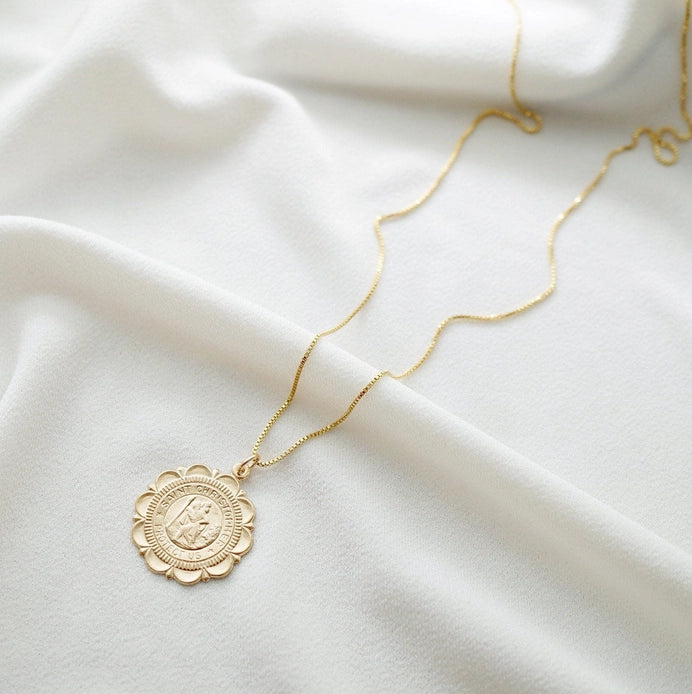 St. Christopher Necklace (22") - Patron St. of Travelers - 14K Gold Filled